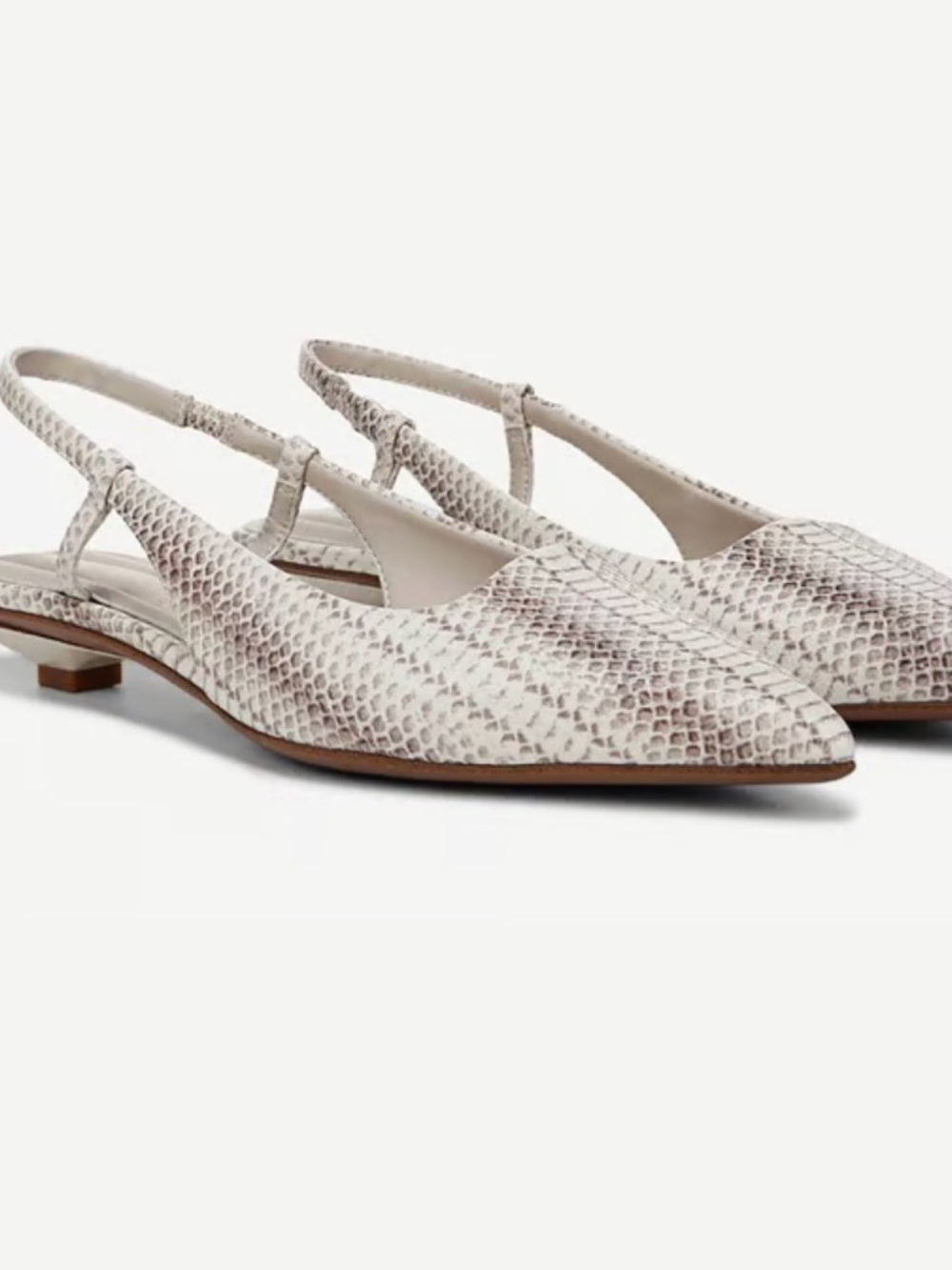 Franco Sarto Ivory Snake-Embossed Pointed Slingback Flats